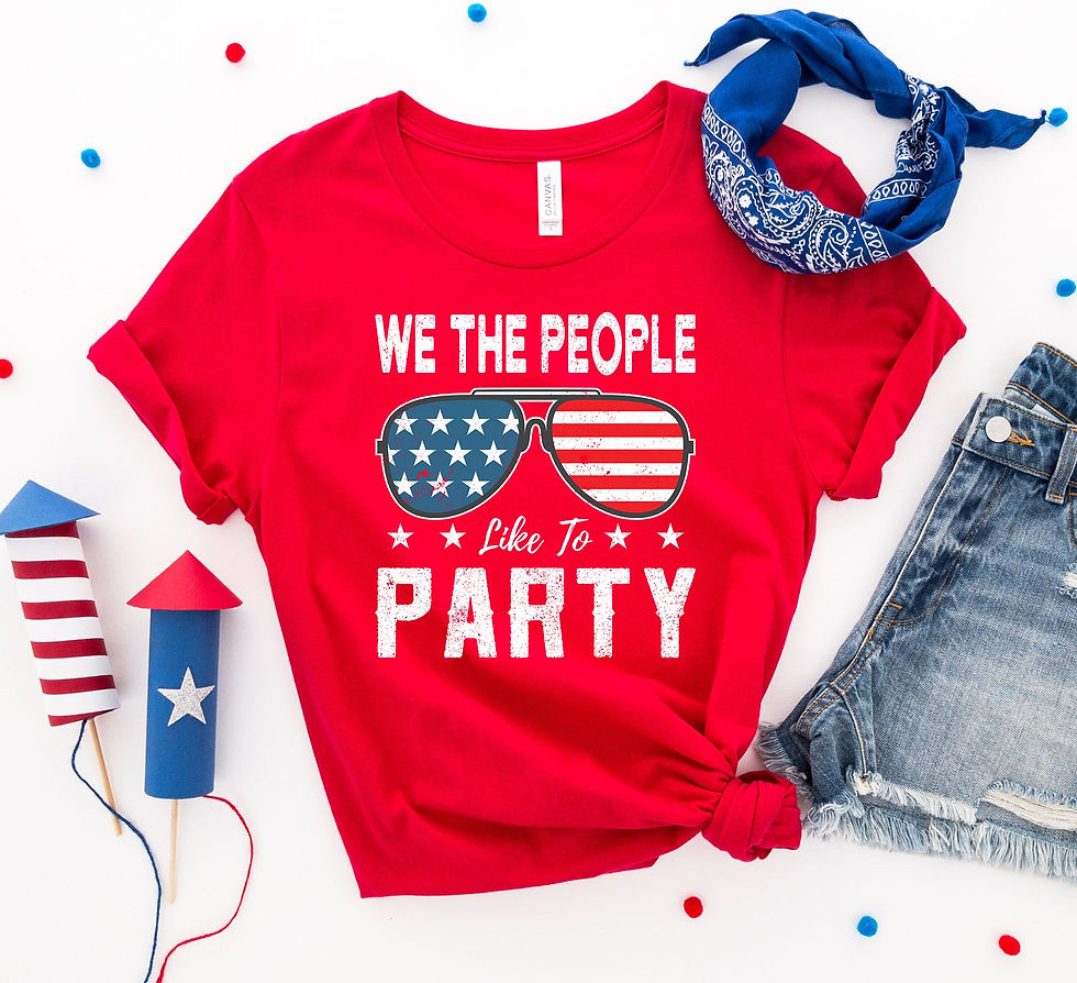 Unisex party-themed T-shirt with ‘We the People Like to Party’ text design.