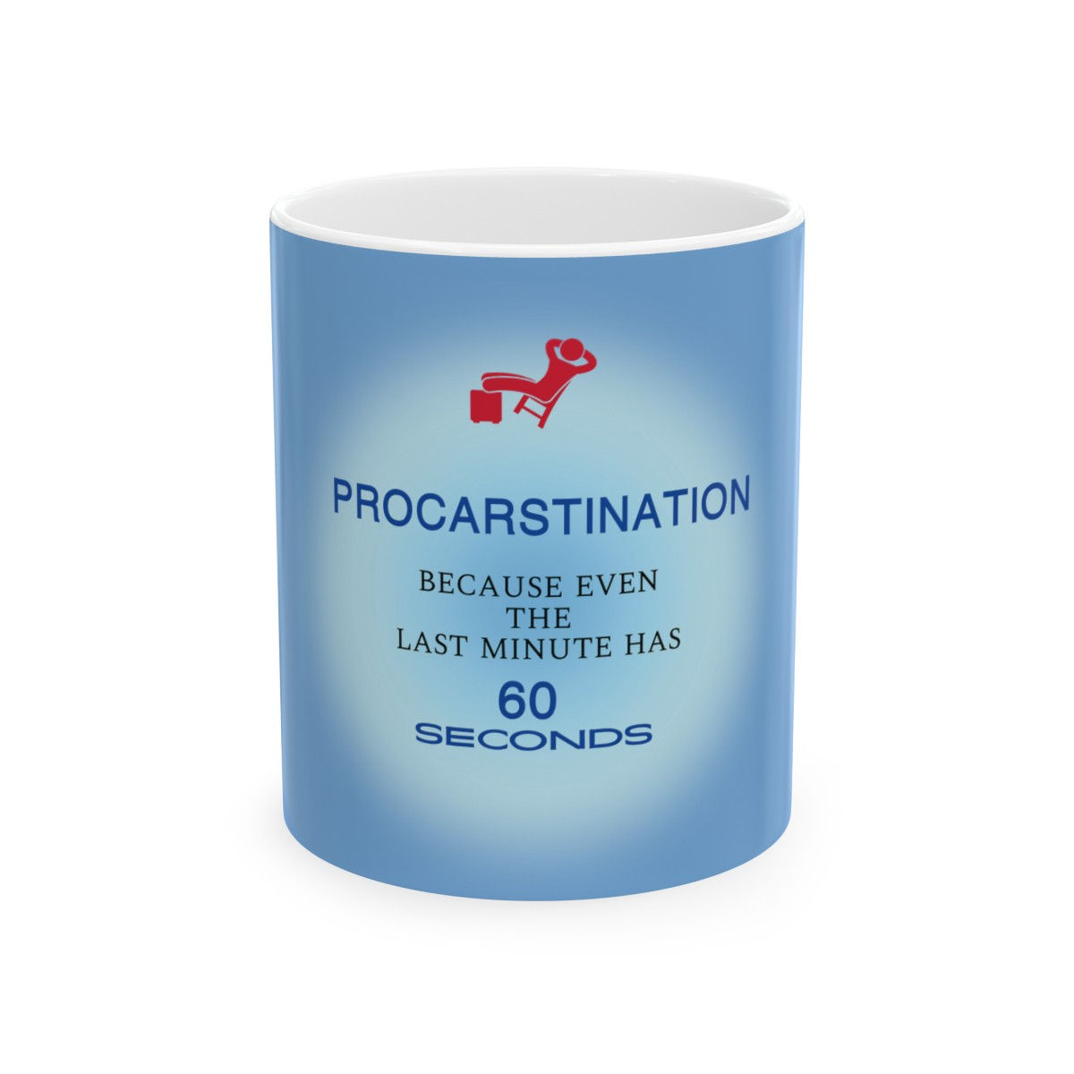 Blue mug with "Procarstination" text, Ceramic Mug, (11oz, 15oz), gift idea, new item shop
