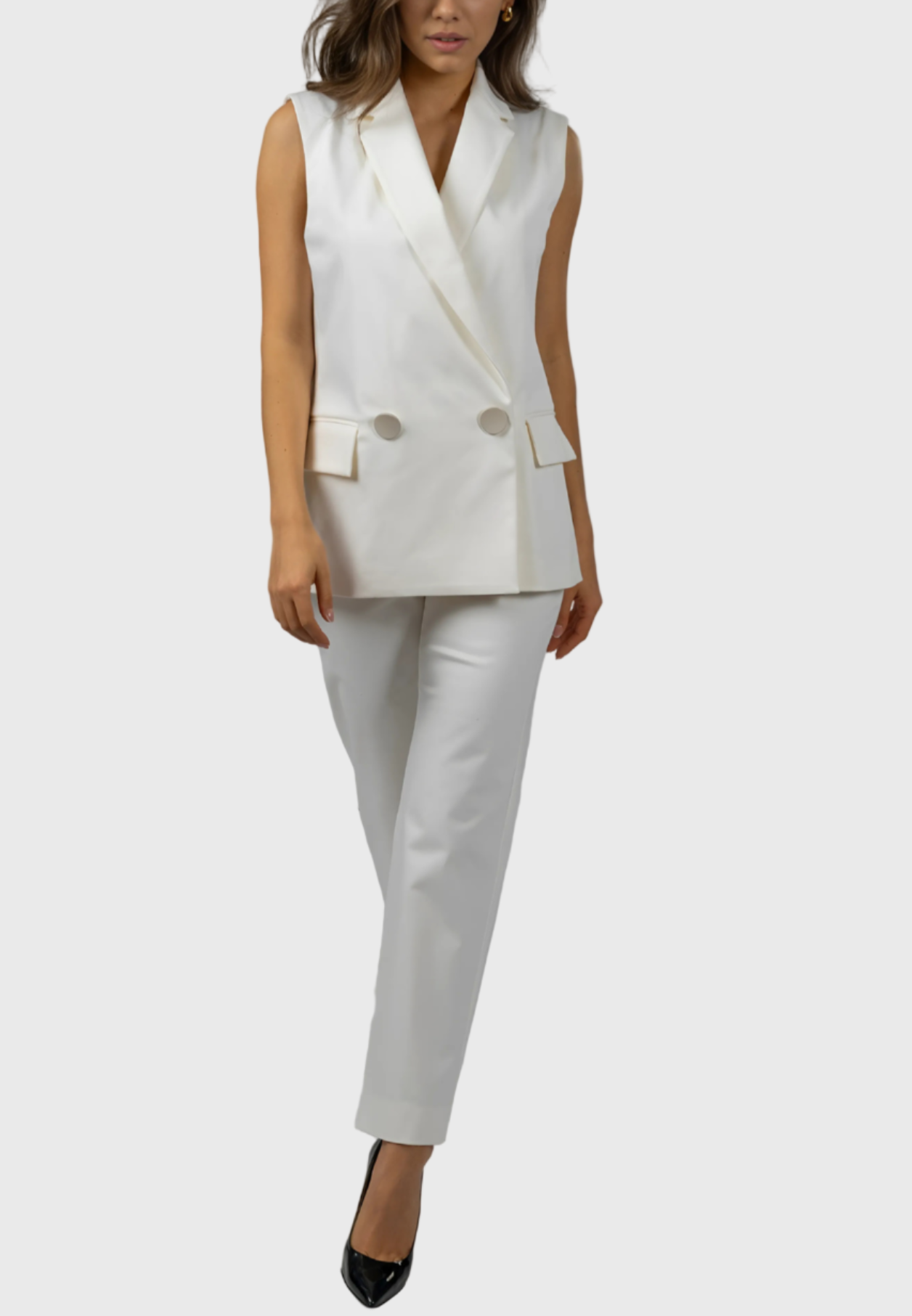 The Bianco Suit – Sleeveless Blazer & Tailored Trouser Set