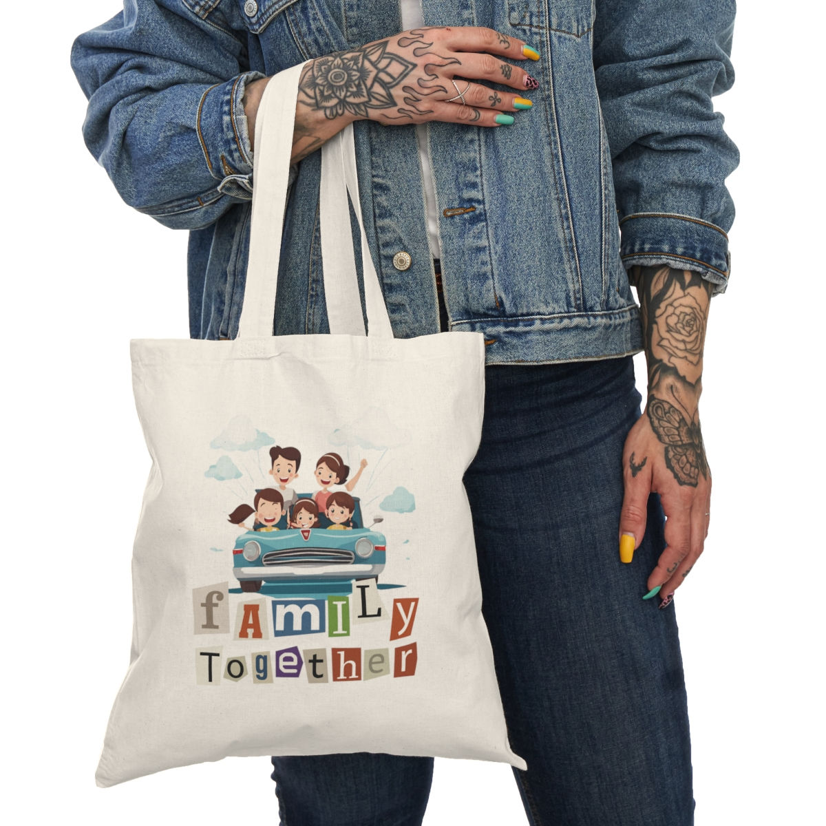 Natural Tote Bag: 'Family Together' - A heartfelt reminder in every carry.
