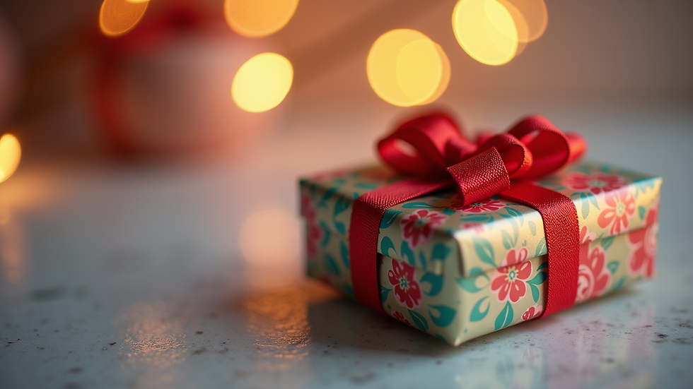 Close-up view of a colorful gift box with a bow, perfect for unique presents