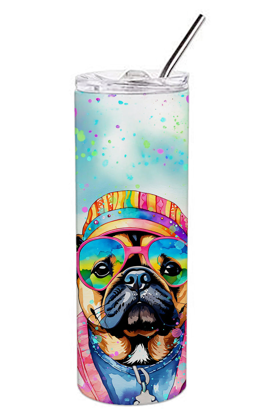 Thumbnail: Pug Hippie Dawg Stainless Steel Skinny Tumbler