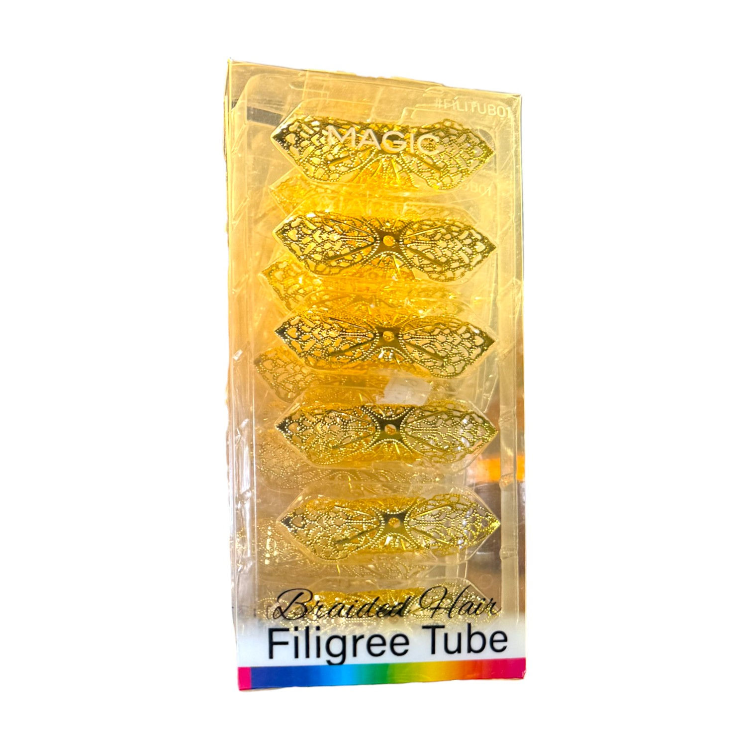 Magic Collection Gold Filigree Tube  6 PC Braid Accessory