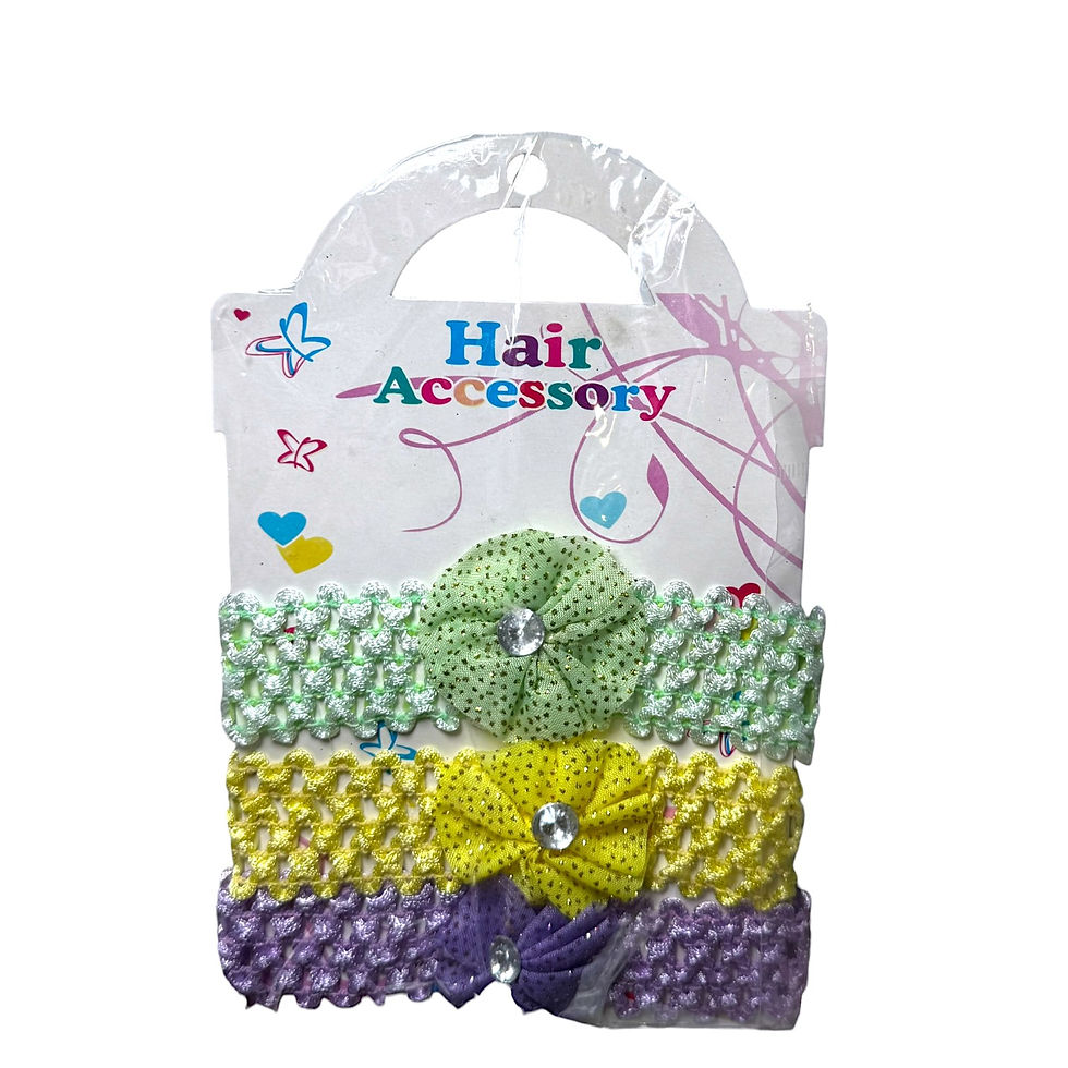 Thumbnail: Baby Girl Flower Headbands with Gem Center, 3pcs
