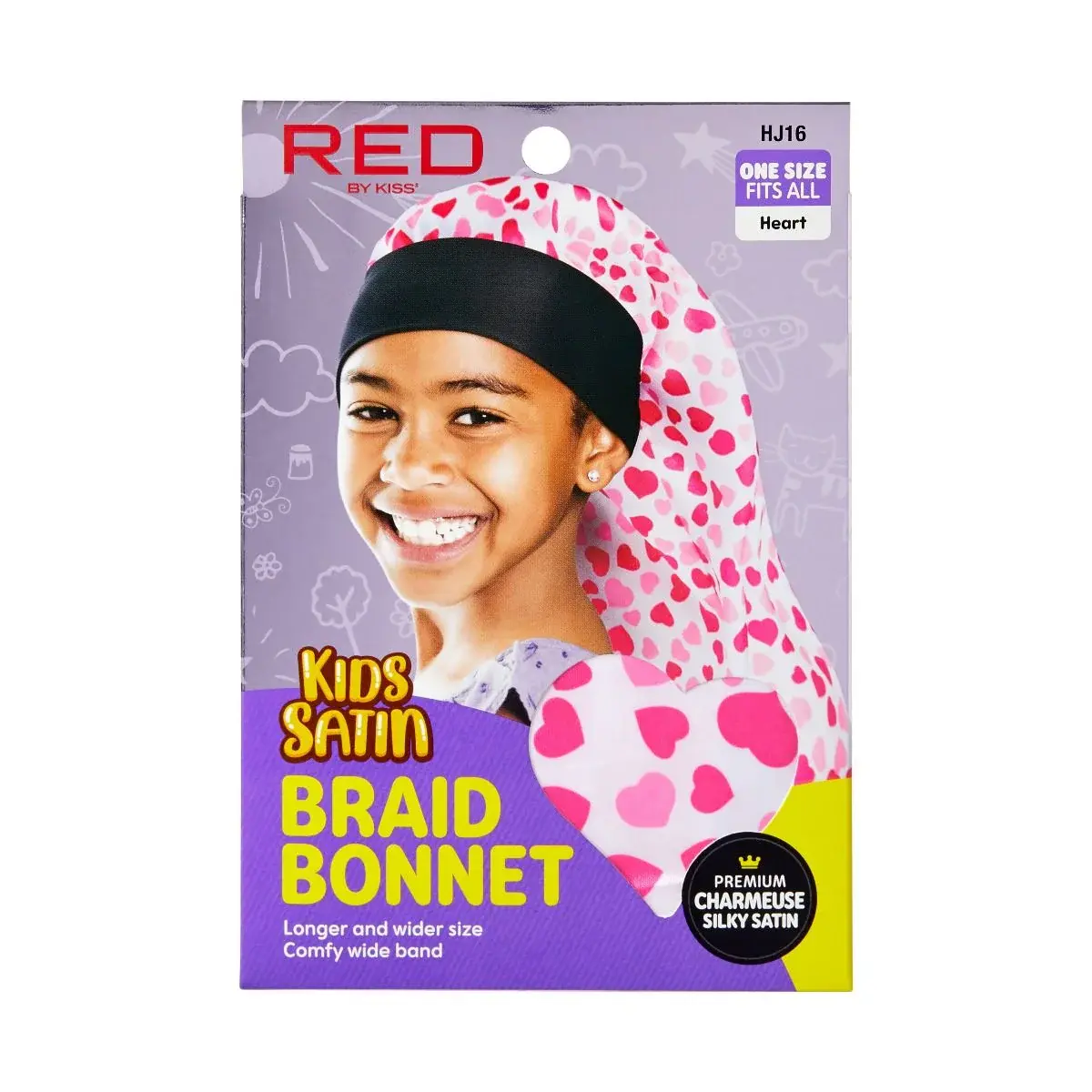 Red by Kids Satin Braid Bonnet HJ16  Heart