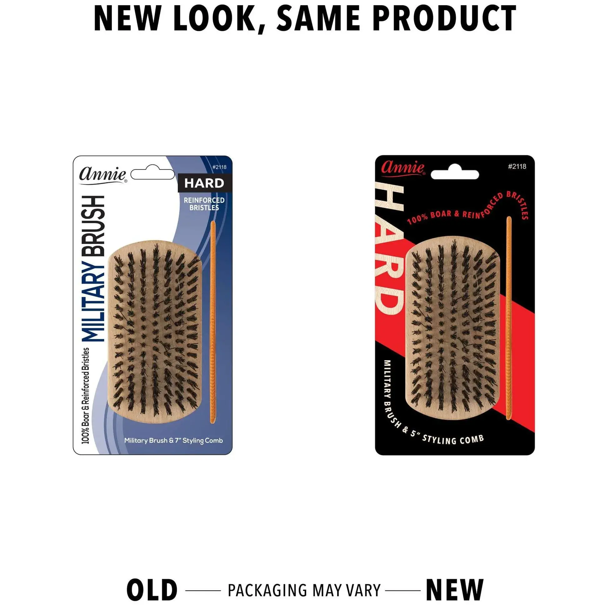 Annie Military Hard Brush with Comb 2118