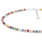Close up of colourful glass Mini Millefiori beaded necklace