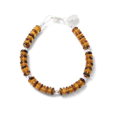 Celestial Disc bracelet in Amber colourway on white background