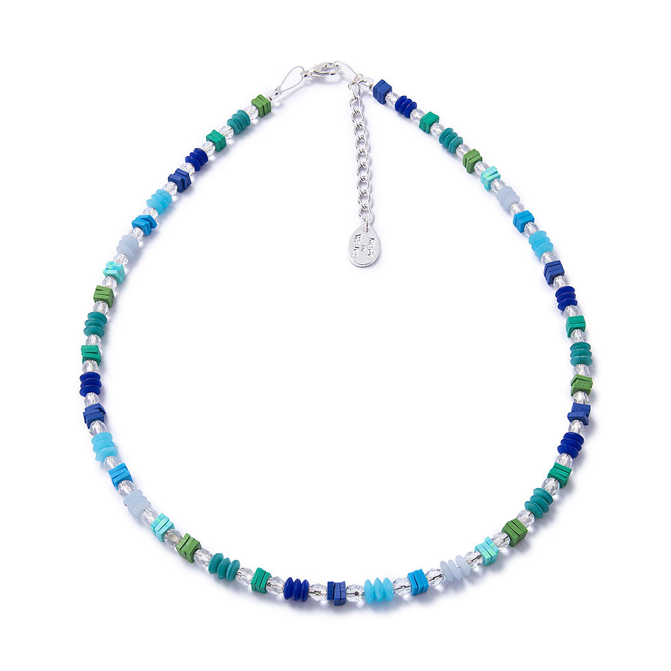 Thumbnail: Marine Confetti trio full beaded necklace on white background