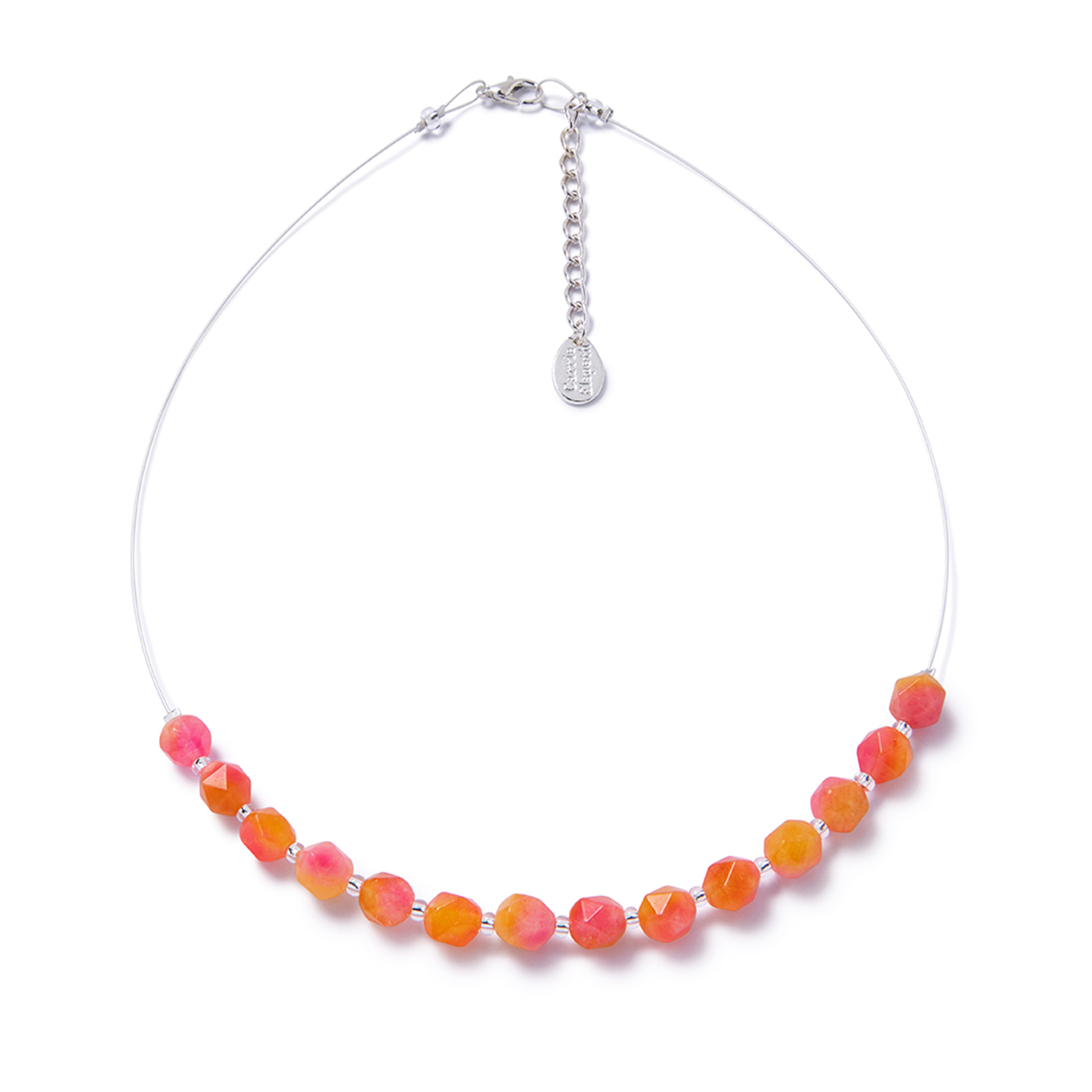Sunset Jade half beaded necklace on white background