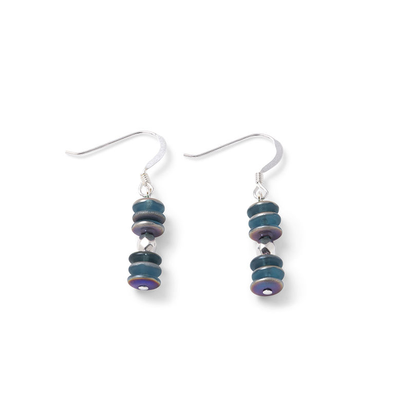 Aqua coloured beaded earrings