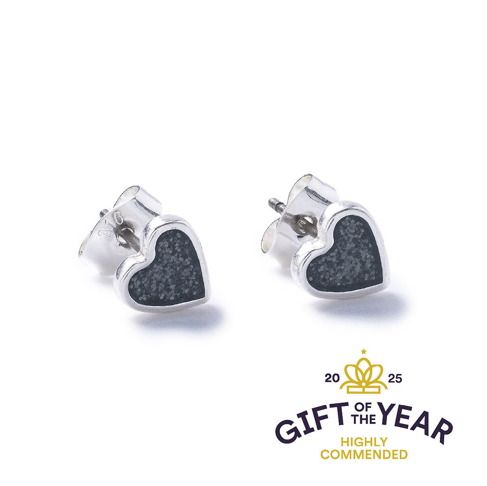 Silver sparkle heart earrings with titanium posts and graphite enamel heart