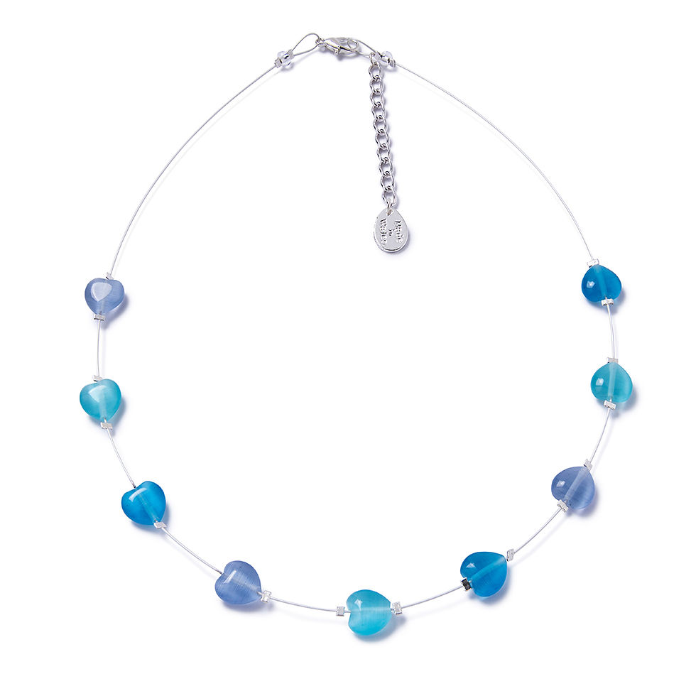 Ocean hearts beaded necklace in spaced bead design