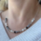 Model wearing our Half beaded Stellar Crystal Moonlight Necklace