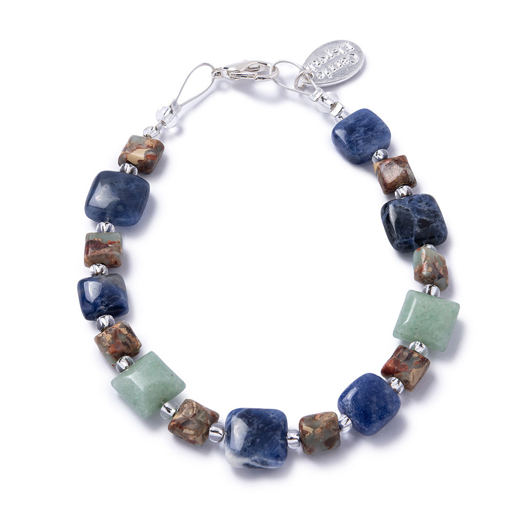 Geo gemstone bracelet on a white background