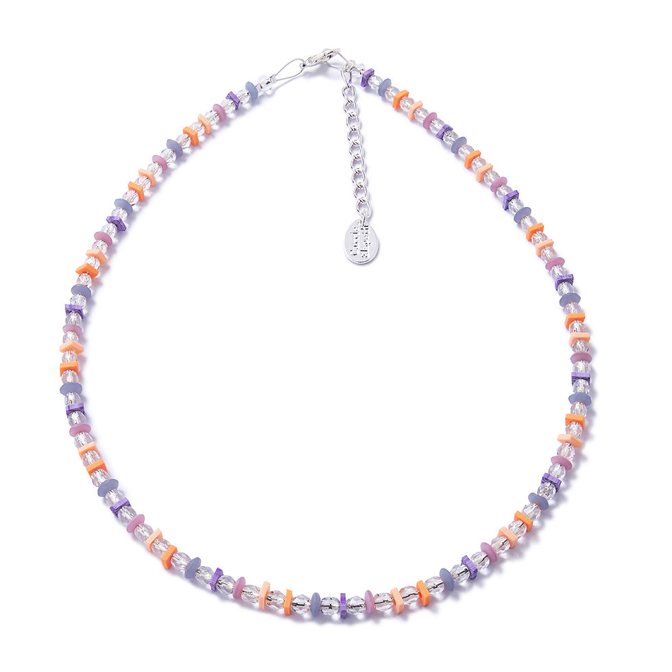 Candy confetti full beaded necklace on white background