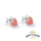Silver Heart Earring Studs in Coral Pink