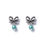 Thumbnail: Silver bow stud earrings with teal coloured pearl dropper