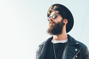 Bearded Hipster with Hat and Sunglasses