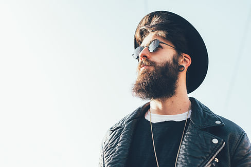 Bearded Hipster with Hat and Sunglasses