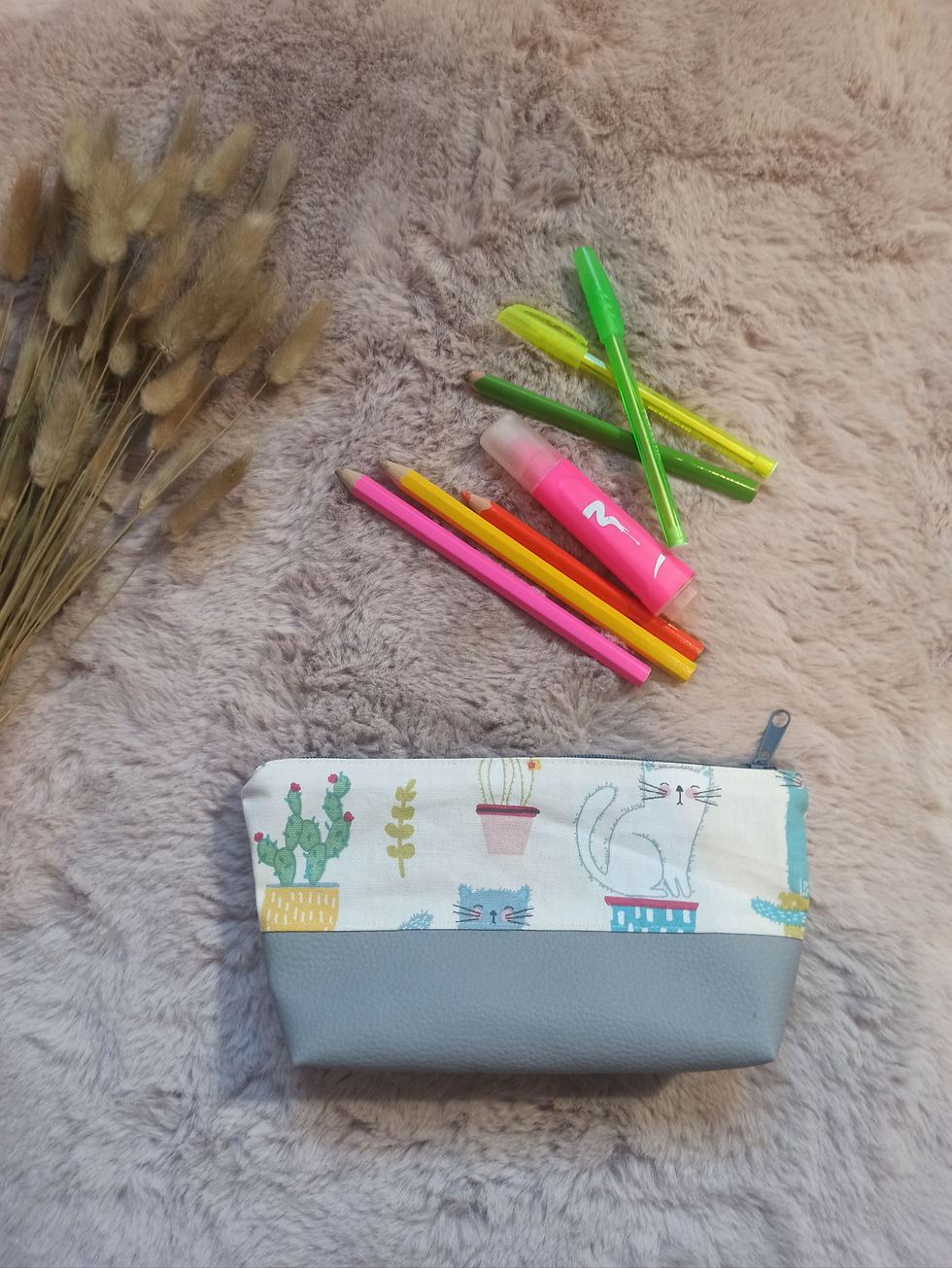 Miniature :  Trousse école "chats/gris''