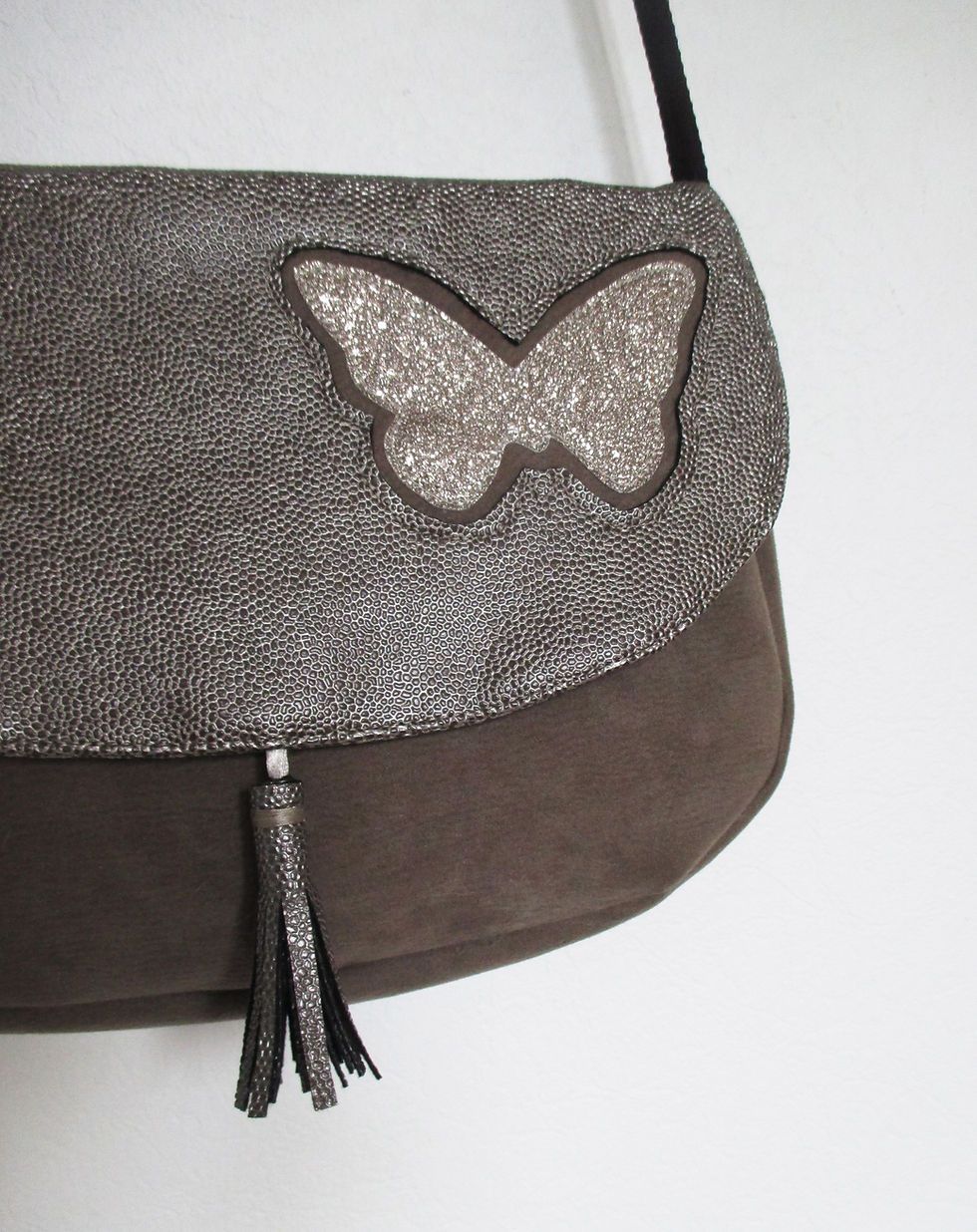 Miniature : Sac Besace Dailm cacao/ simili bubble mordoré