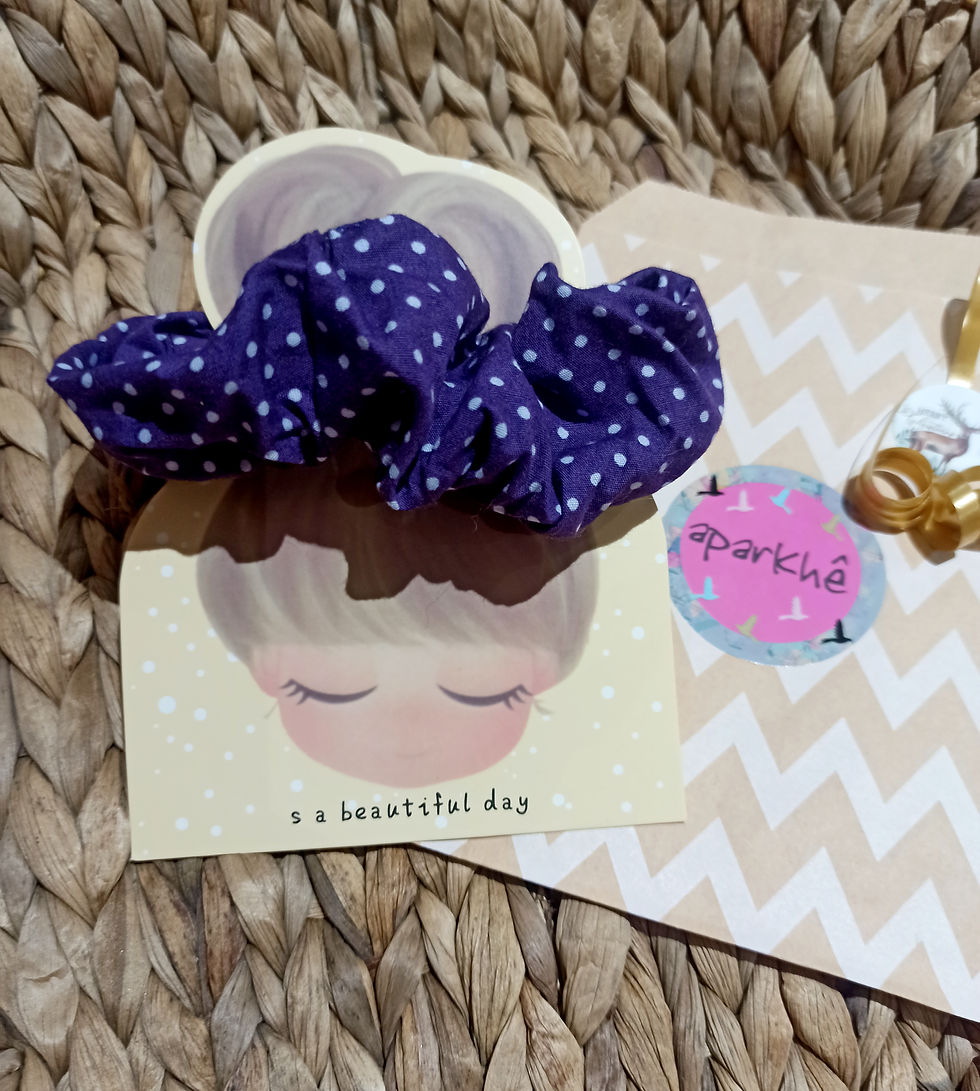 Chouchou violet/pois blanc 