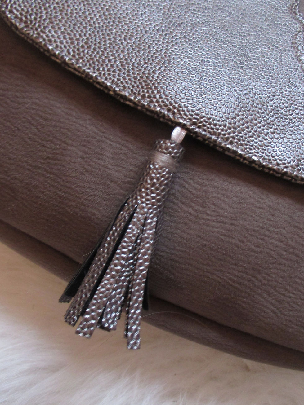 Miniature : Sac Besace Dailm cacao/ simili bubble mordoré