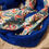 Miniature : Grand snood bleu royal/ fleurs 