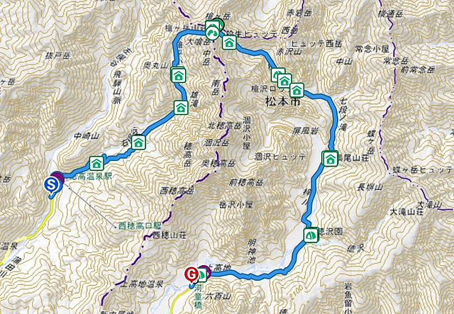 Yarigatake trail map