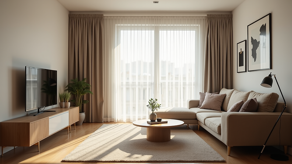 Eye-level view of a spacious family-friendly apartment living room