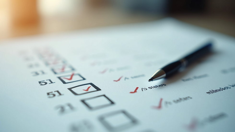 Close-up view of a checklist for essay planning