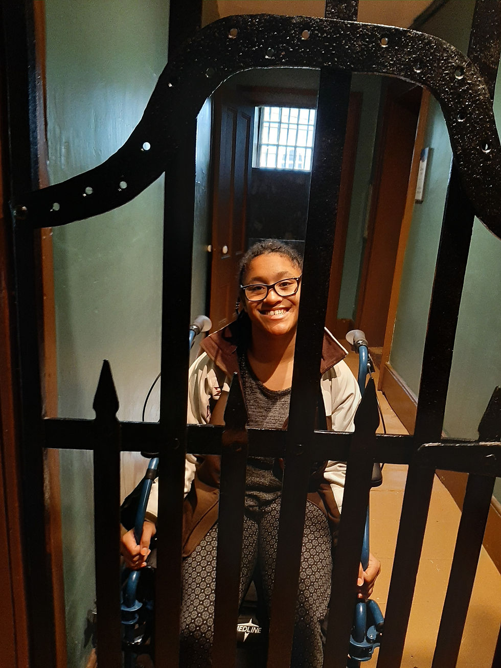 Kiera at the Albert County Museum jail