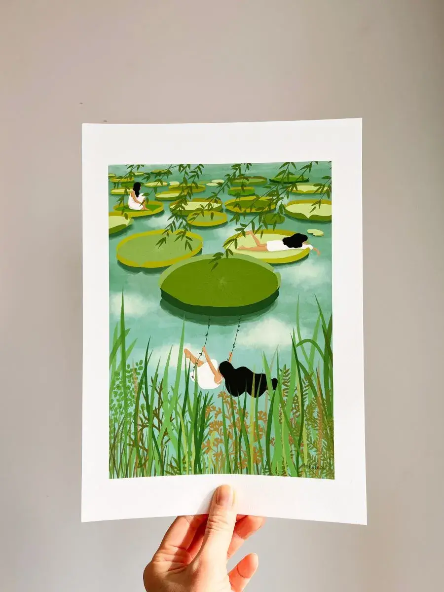 Miniature : L’Étang – Une Illustration Poétique pour une Décoration Envoûtante - Fait main - Made in France - Déco maison