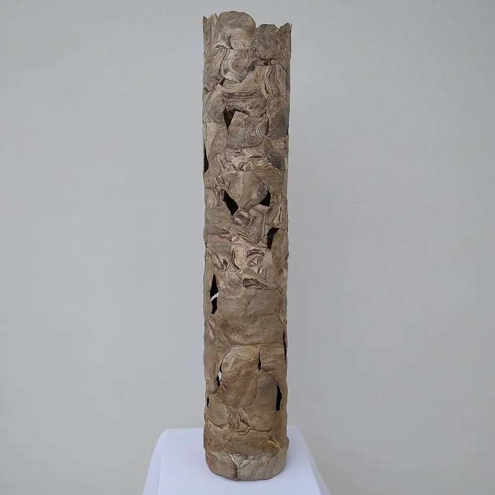 Thumbnail: Grand vase sculpture en grès mêlés – Pièce artisanale élancée de 58,5 cm - Fait main - Art céramique