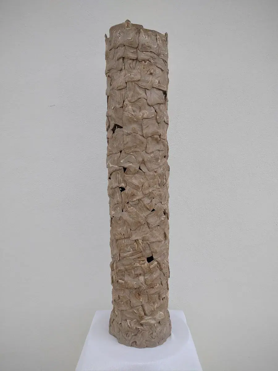 Thumbnail: Grand vase sculpture en grès mêlés – Pièce artisanale Wabi-Sabi 58 cm - Fait main - Déco salon