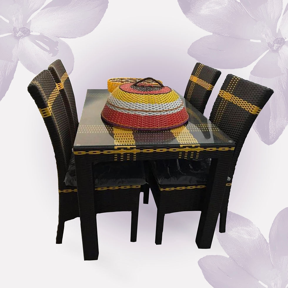 Thumbnail: Bok noir et jaune - Table et Chaise à Manger en Rotin « Bok » - Chaise en Rotin - Table en Rotin - Décoration Salle à manger