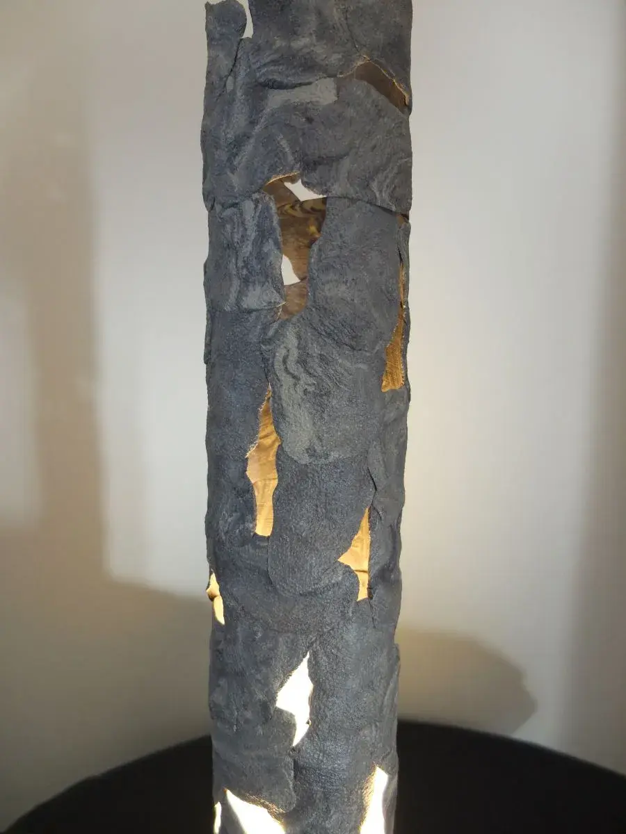 Thumbnail: Luminaire en grès mêlés et bois – Pièce artisanale Wabi-Sabi 48 cm - Fait main - Lampe de table