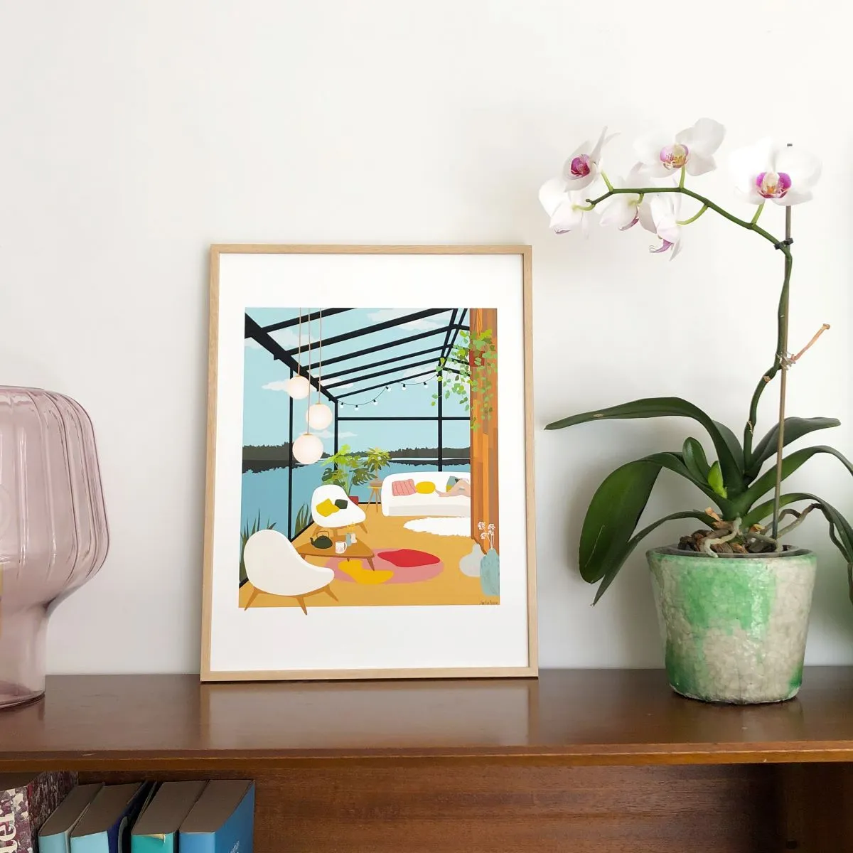 Illustration Lake House - Élégance et sérénité au bord du lac - Fait main - Made in France