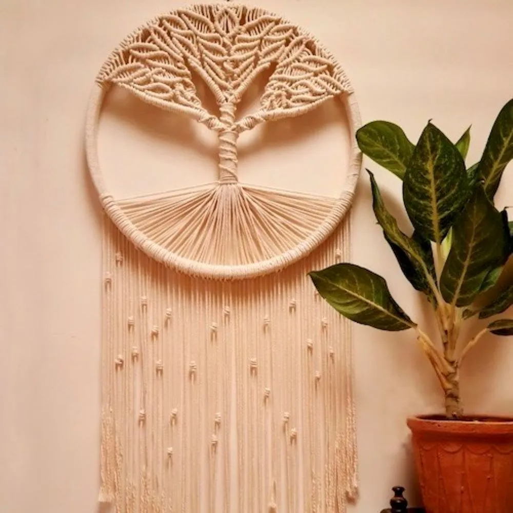 Grande Suspension Murale en Macramé, Style Bohème - Fait main - Made in India - Décoration intérieur