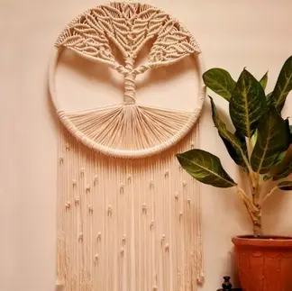 Grande Suspension Murale en Macramé, Style Bohème - Fait main - Made in India - Décoration intérieur