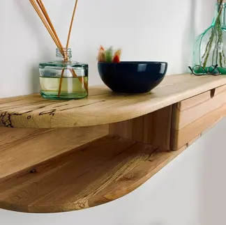 Console d'entrée en hêtre massif recyclé - Fait main - Made in France - Décoration murale en bois
