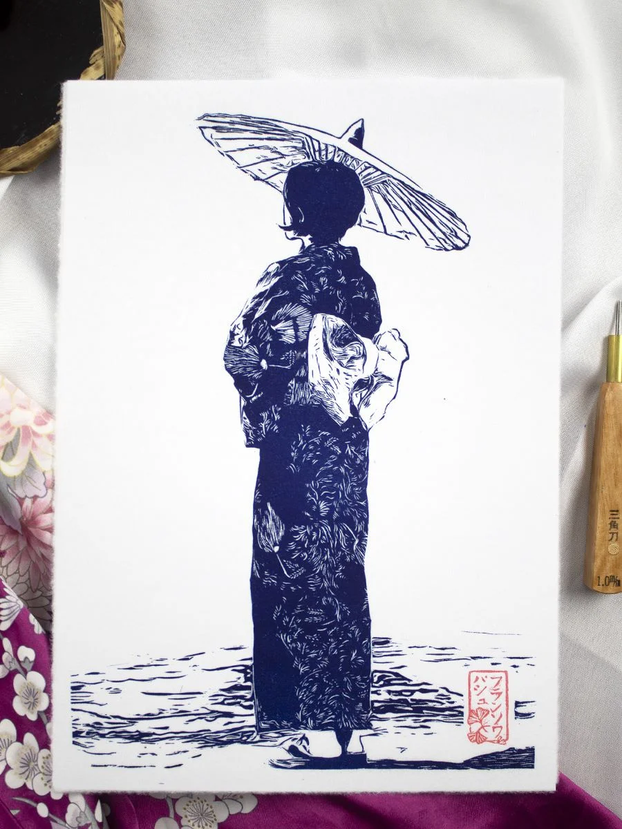 Déco murale - Art japonais - Linogravures artisanales - Fait main - Made in France - Décoration intérieur