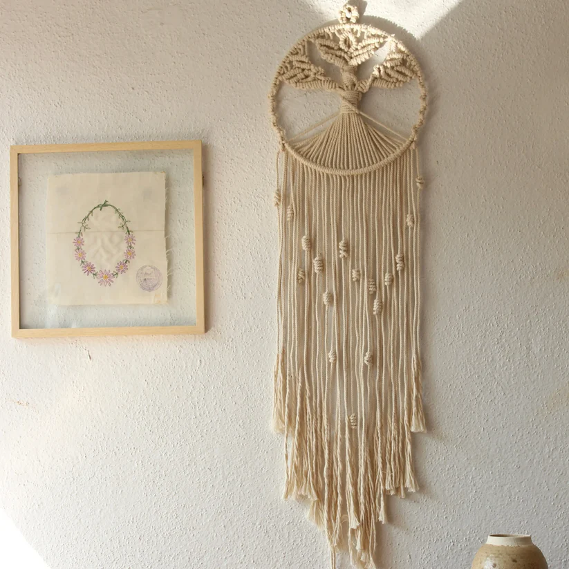 Porte-plante en Macramé 'L'Arbre de Vie' : Décoration Végétale Chic - Fait main - Déco murale