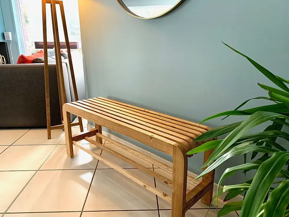 Banc avec rangement - Banc en bois - Banc arrondi - Deco bois - Home decor