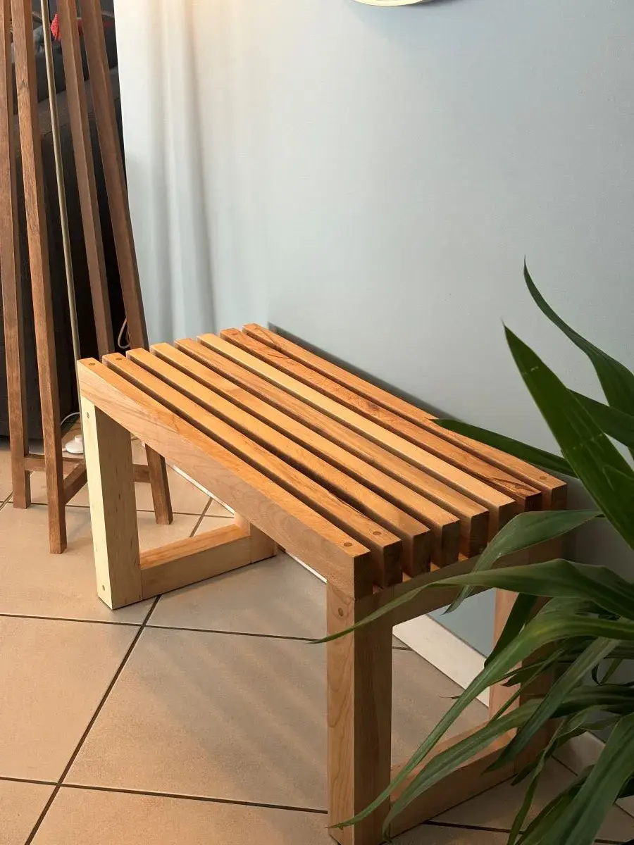 Miniature : Banc pour exterieur - Banc en bois - Banc decoratif - Assise en bois - Fait main