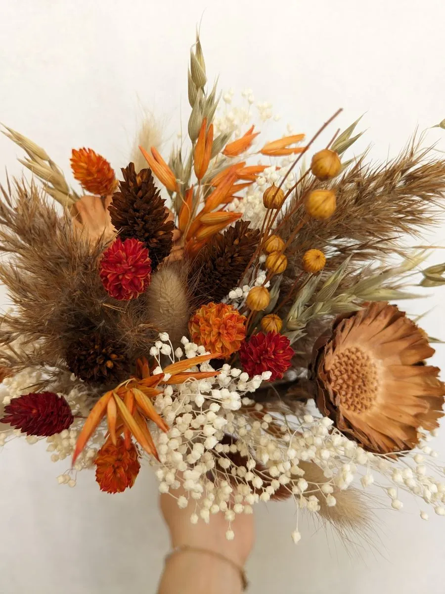 CANNELLE | Bouquet de Fleurs Séchées aux Teintes Chaudes et Réconfortantes - Fait main - Made in France