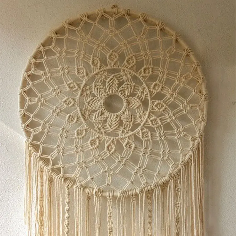 Mandala en Macramé : Grande Décoration Murale Artisanale - Suspension murale en macramé - Fait main - Déco salon