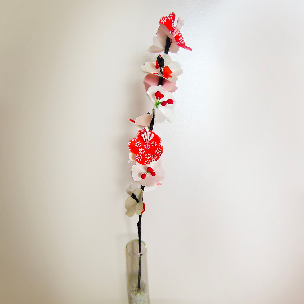 Fleurs origami « blanches et  rouges » en Papier - Décoration intérieur - Bohème - Petite décoration - noble