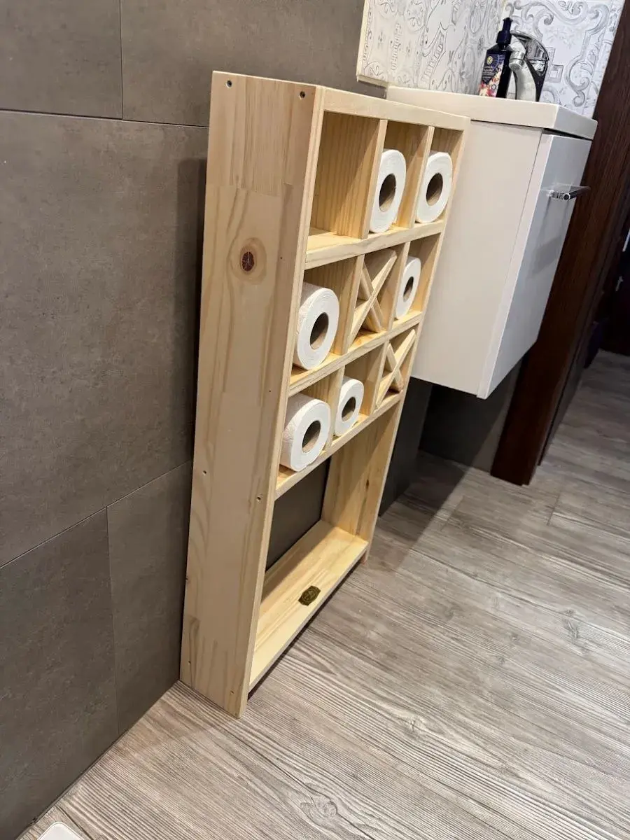 Thumbnail: L’étagère Morpion verticale – L’élégance artisanale au service de vos espaces - Fait main - Non teintée